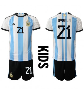 Maillot de foot Argentine Paulo Dybala #21 Domicile enfant Monde 2022 Manches Courte (+ pantalon court)